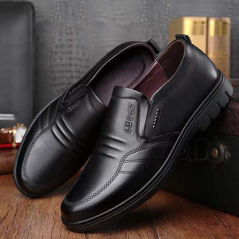 Soft Leather Cowhide Leather Shoes Soft Leather Cowhide Men's New Business Middle-Aged Soft Sole Dad Casual Non-Slip Wear-Resistant Men's Shoes