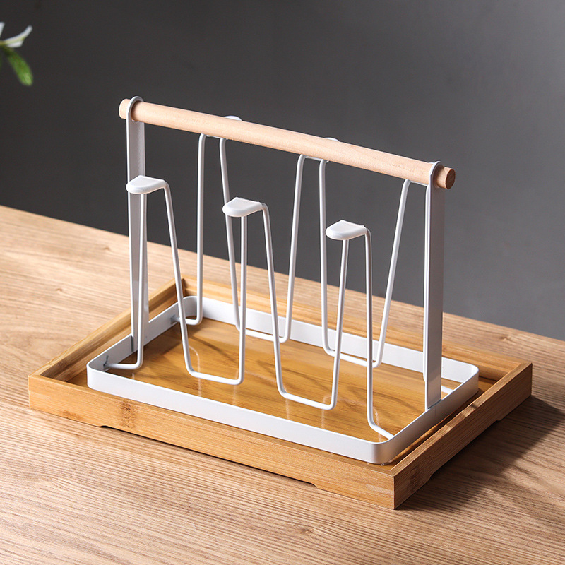 Portavasos invertido con drenaje, estilo japonés, soporte de hierro para cocina al por mayor