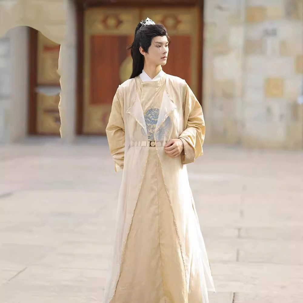 Junxuan Pavilion 2024 Новый Ming Hanfu мужской костюм с круглым вырезом