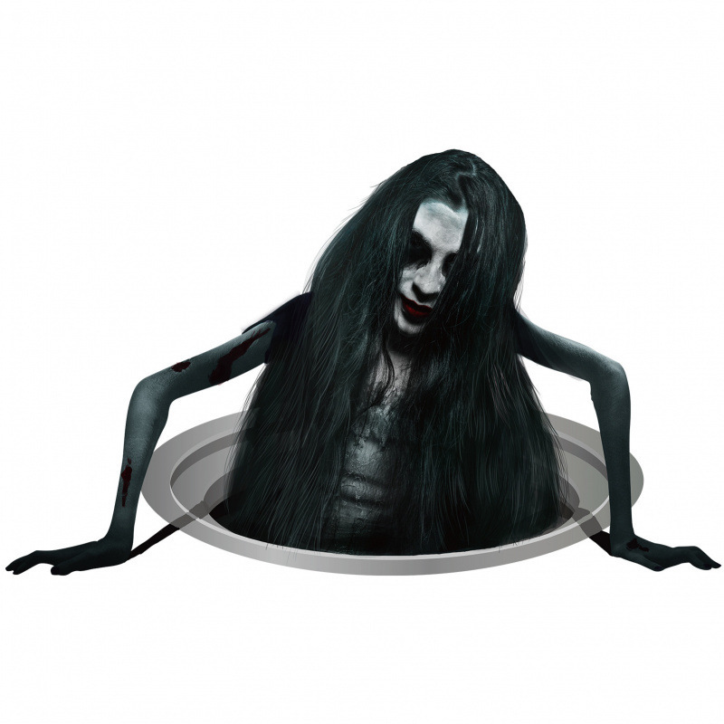 新しいパーソナライズされたクリエイティブハロウィンスリラックストリーアロングヘア女性リビングルーム家の装飾フロアステッカー卸売|undefined
