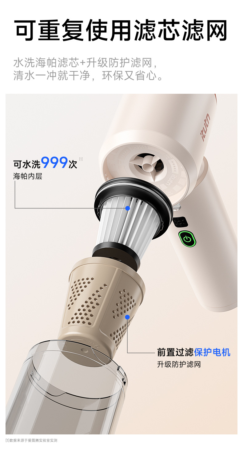 Itutn Love Totem Car Vacuum Cleaner is a dual-purpose device for blowing and suctioning, with strong suction power, a small handheld model for use inside the car