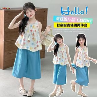 Cross-Border Ins Popular Children's Clothing Summer Sleeveless Suit for Girls and Older Children Summer Clothes Korean Baby Doll Shirt for Children