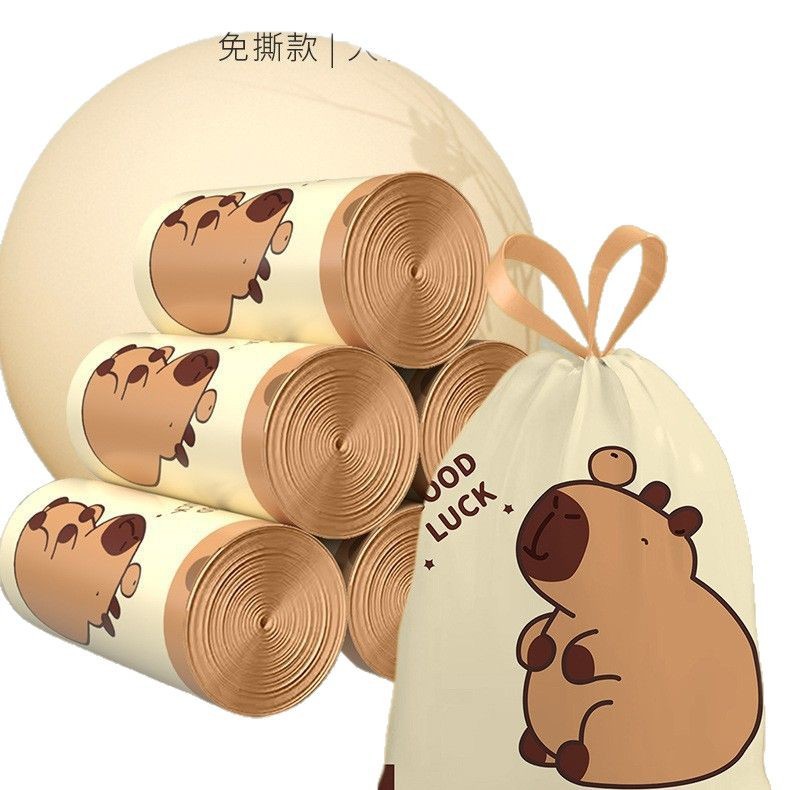 Bagas de basura portátiles con cuerda gruesa sin desgarro, cocina doméstica y dormitorio de Kapibara, bolsas de basura de cuerda de tamaño grande