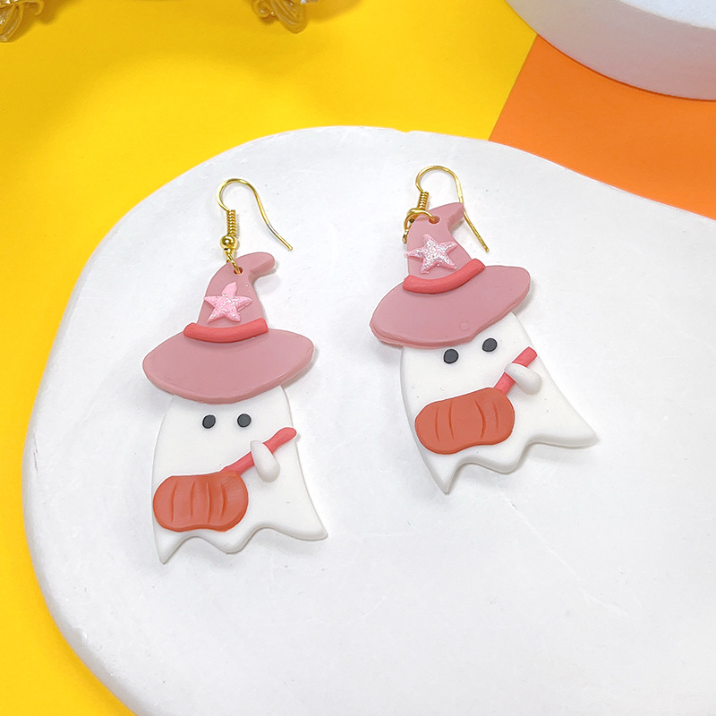 Halloween Pattern Pattern 1 Pair Streetwear Halloween Pattern Soft Clay Drop Earrings