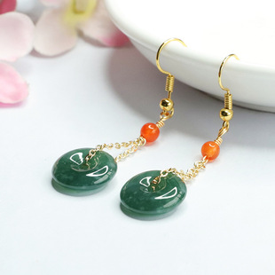 Xinyu Natural Jade Blue Water Ping An Buckle Earrings Jade Ear Hook Factory Wholesale Live FC3040105