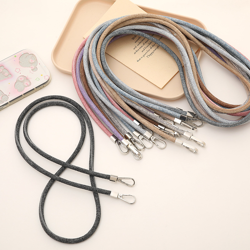 New Mobile Phone Lanyard Long Denim Crossbody Chain Backcarrying Bag Chain Hanging Keychain Pendant Wrist Rope