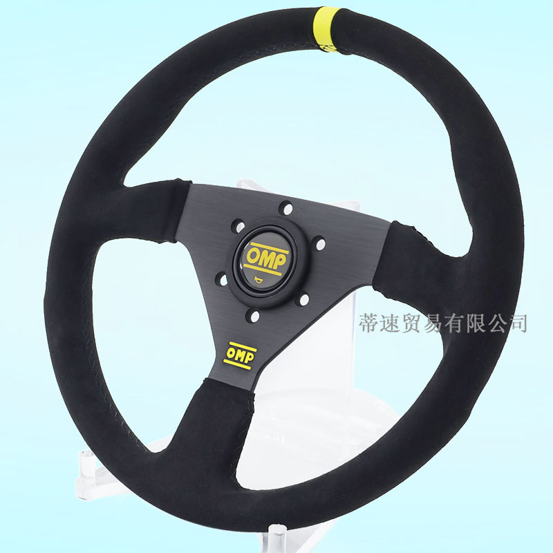 New Car Modified Steering Wheel 13inch Omp Frosted Leather Black Frame Competitive Racing Jdm Universal Leather Steering Wheel