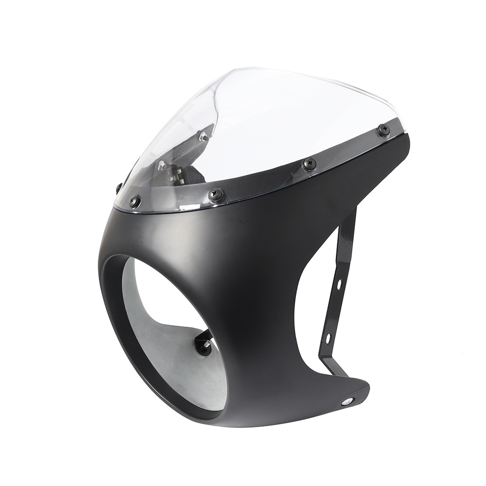 Bright Black Retro Motorcycle Refit Hood Dome Big Lamp Shade Pig Hood Cafe