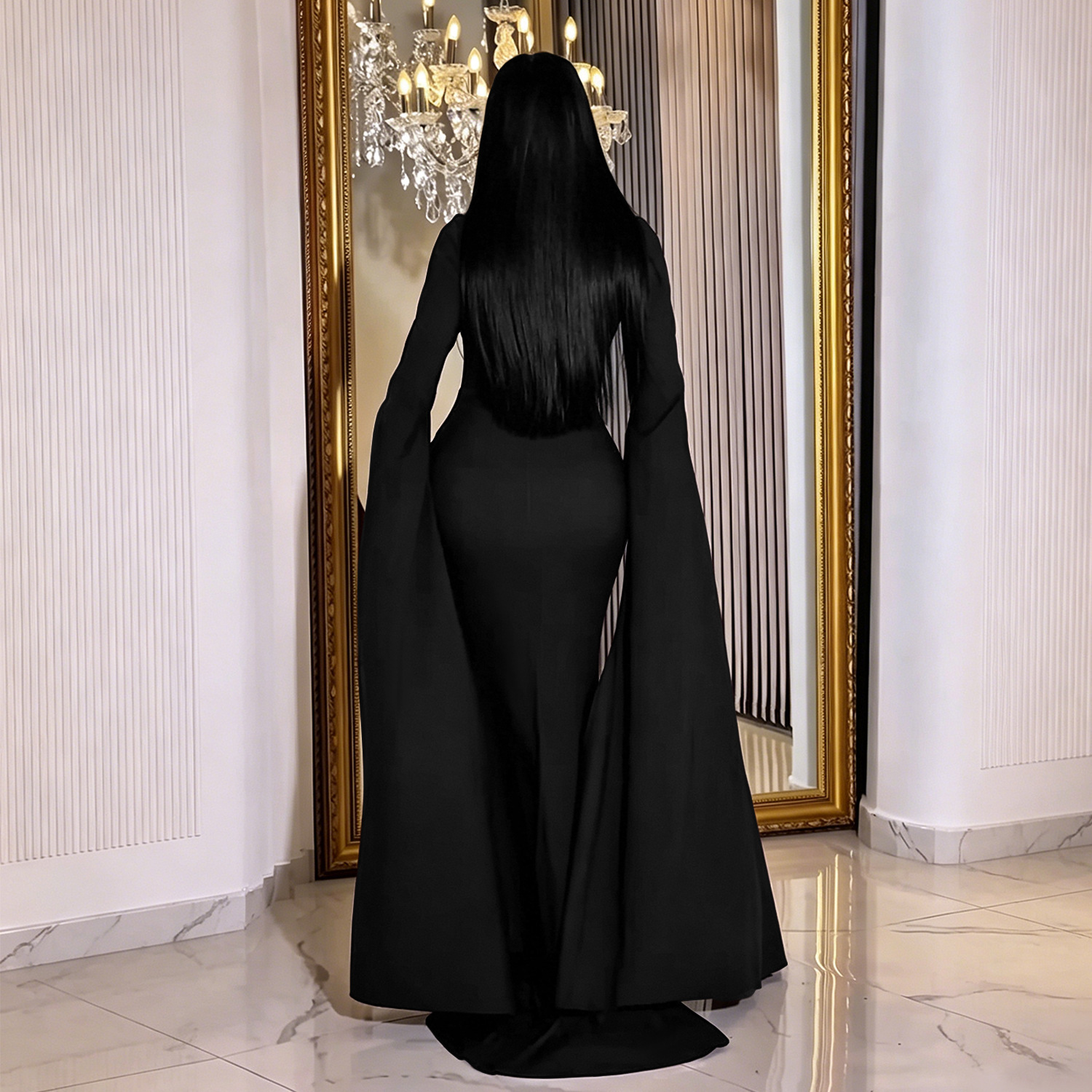 C7709 AliExpress transfronterizo Amazon Europa y América moda moda femenina temperamento elegante chapa de diamantes burbujas vestido image 4