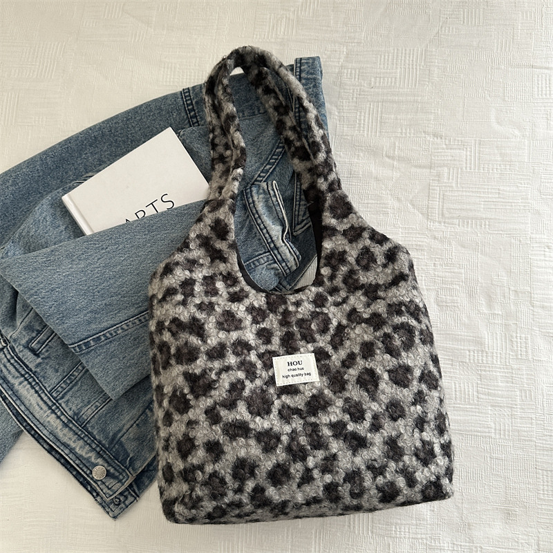 Elegante invierno nuevo diseño de cordero imitación de leopardo de alto valor de la cara bolso de mochila temperamento chaleco bolso de mujer