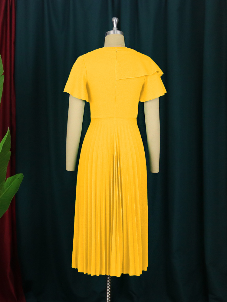 Ženska oblačila, nabrano krilo z odprtimi rameni, vsestransko, plus size_voghion.com