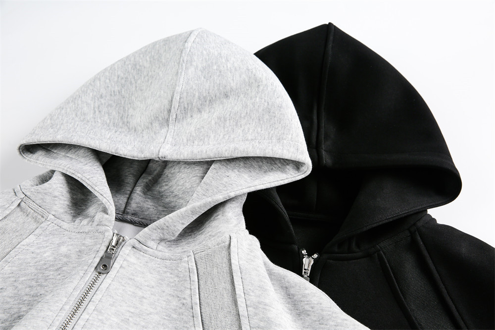 Trendiges Herren-Sweatshirt mit Kapuze und Cardigan – geteiltes Dekonstruktions-Patchwork-Design mit Reißverschlusstaschen, lockere Passform, einfarbig passend zu allen_voghion.com