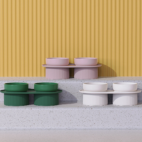 Wholesale cat bowl ceramic bowl tall neck guard dog bowl food bowl pet bowl wholesale one-piece double bowl without black chin