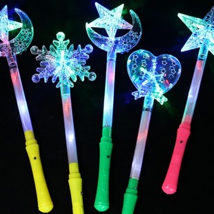 Colorful Star and Moon Stick with Light, Handheld Support Stick, Star Large Atmosphere Prop, Children's Day Performance Hand-Held Fluorescent Stick