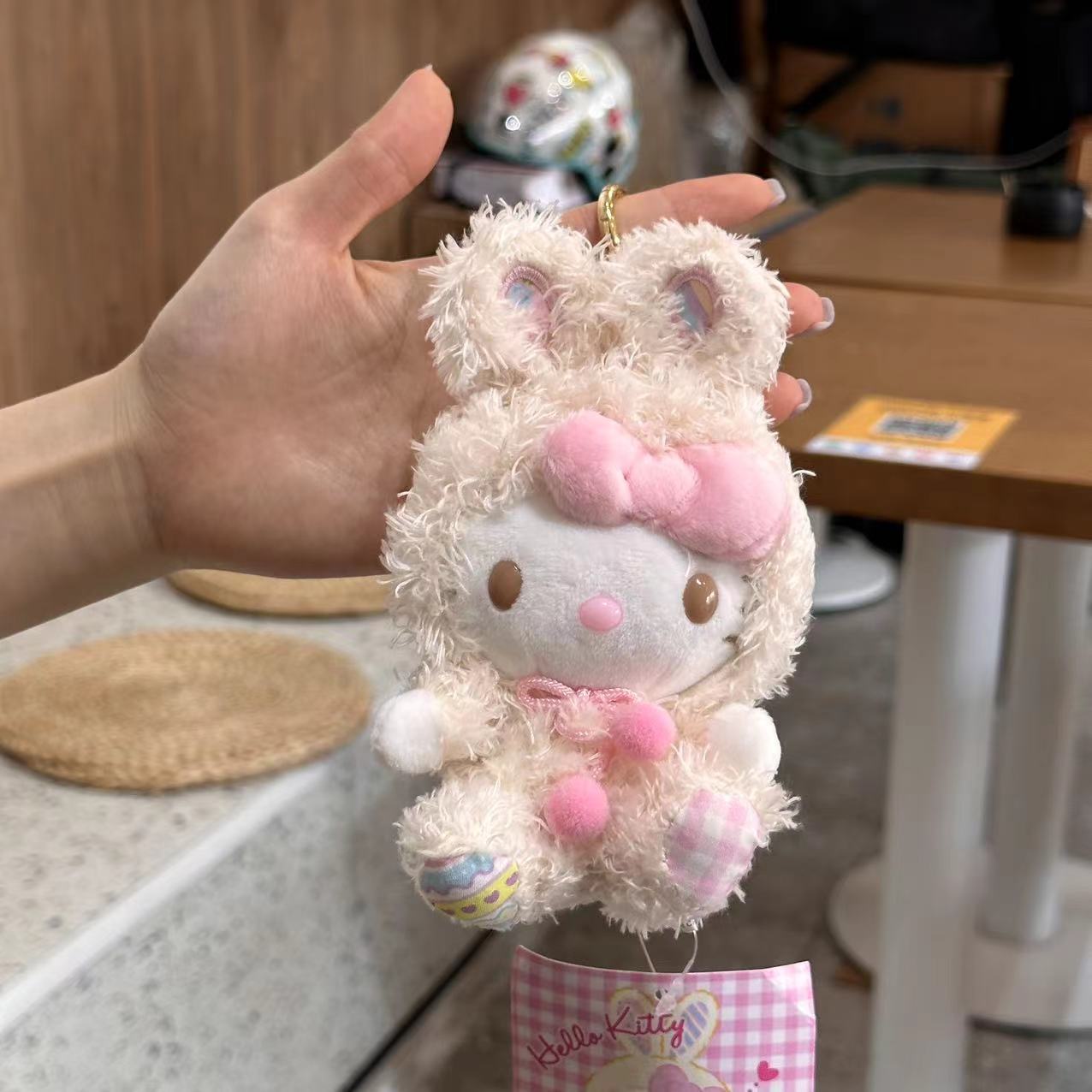 Muñeca colgante de llavero de conejo de dibujos animados KT muñeca de decoración de mochila de niña