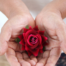 迷你玫瑰花头绒布角玫帽子装饰绢花批发仿真花胸花制作花材人造花