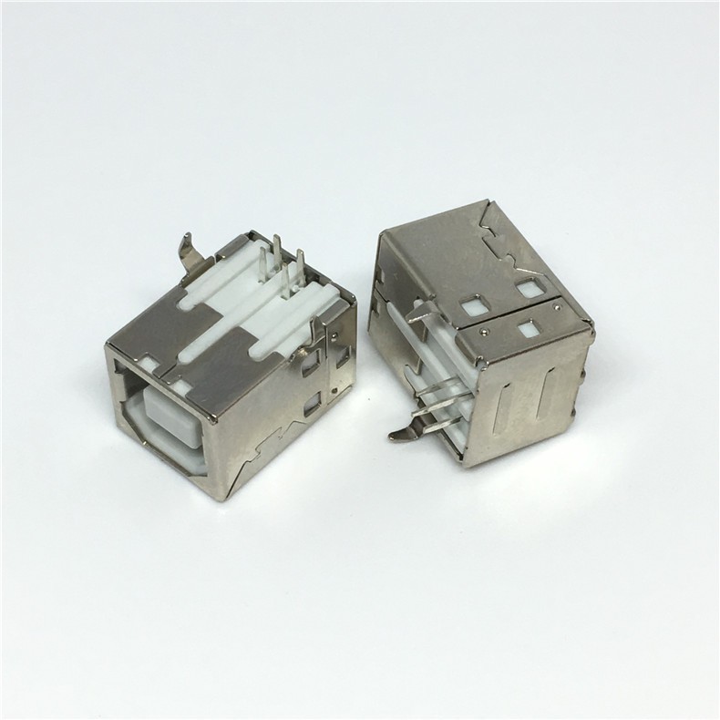 usb2.0B型母座方口90°弯脚打印机连接器USB数据VGA接口D型口插座