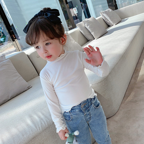 2024 Girls' Clothing Spring Clothing New Fungus Korean Style Cotton Long Sleeve Children's T-shirt Baby Fashionable Spring and Autumn Bottoming Shirt