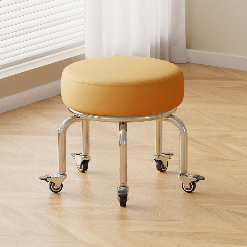 Polia doméstica taburete bajo rueda universal pequeño taburete silencioso rotativo taburete redondo móvil con artefacto moderno y simple