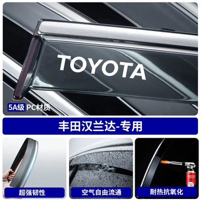 Wildlander, Corolla, Camry car: Rain shield - 2026-highlander-mirror-high-transparency-rain-guards-4-pieces-special-car-logo-high-toughness-stainless-steel-wider-and-thicker
