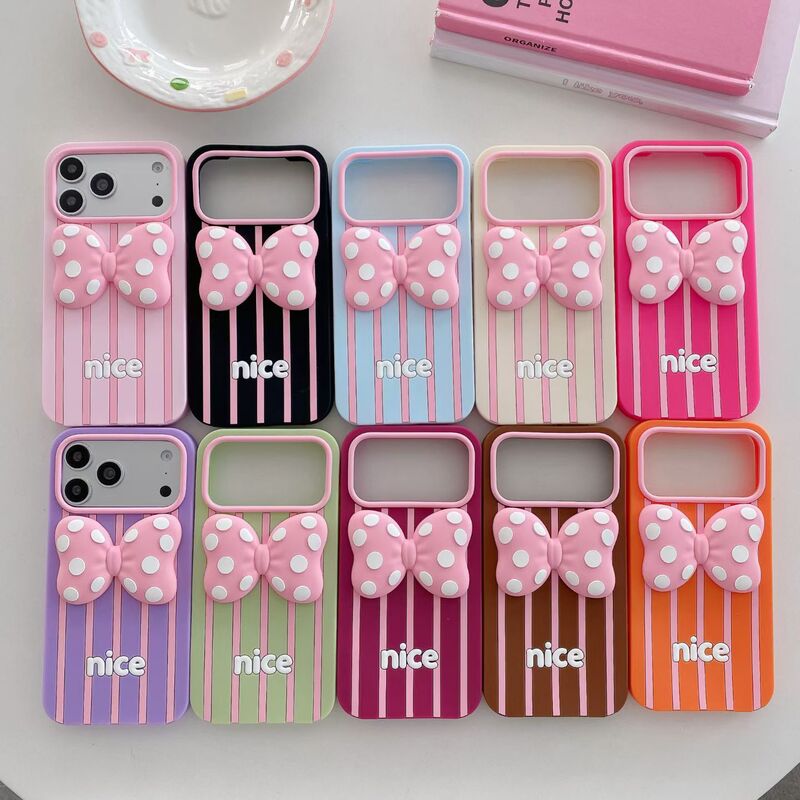 Bowknot Case Suitable for Apple 17 Pro Max Phone Case iPhone 16 Polka Dot 15 Cover 13 Silicone Barbie 14 Pattern Vertical Stripes Bowknot Case Suitable for Apple 17 Pro Max Phone Case iPhone 16 Polka Dot 15 Cover 13 Silicone Barbie 14 Pattern Vertical Stripes
