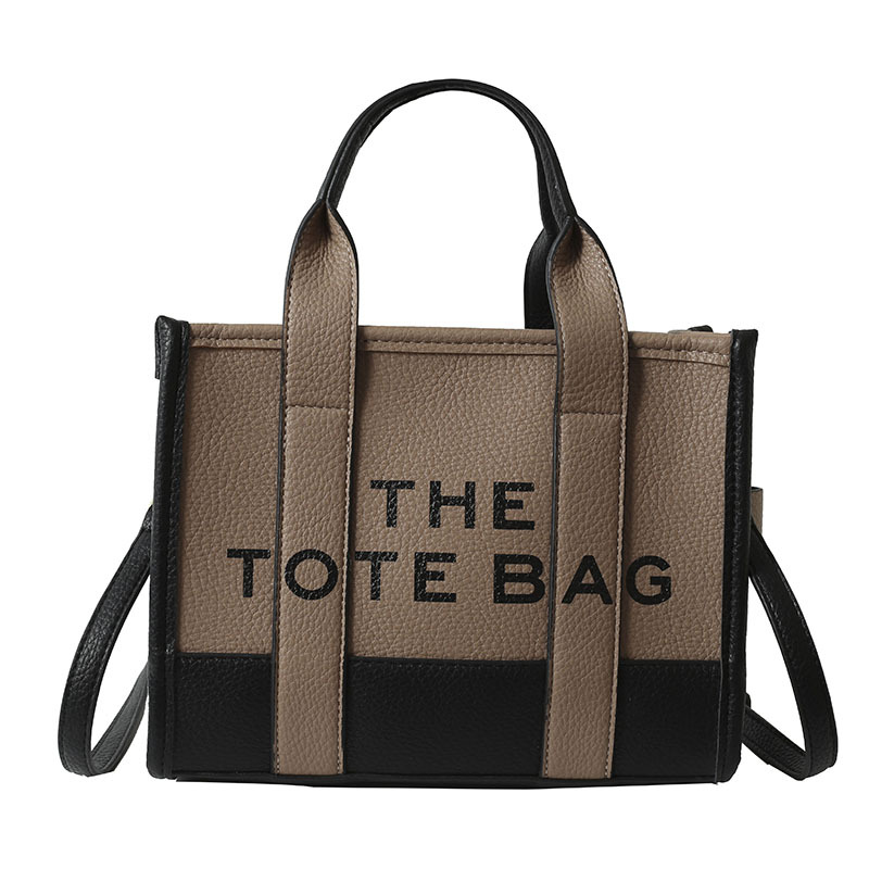 Bolso tote de comercio exterior para mujer 2023, nuevo bolso de mano moderno europeo y americano, bolso bandolera con estampado de letras y bloques de color.