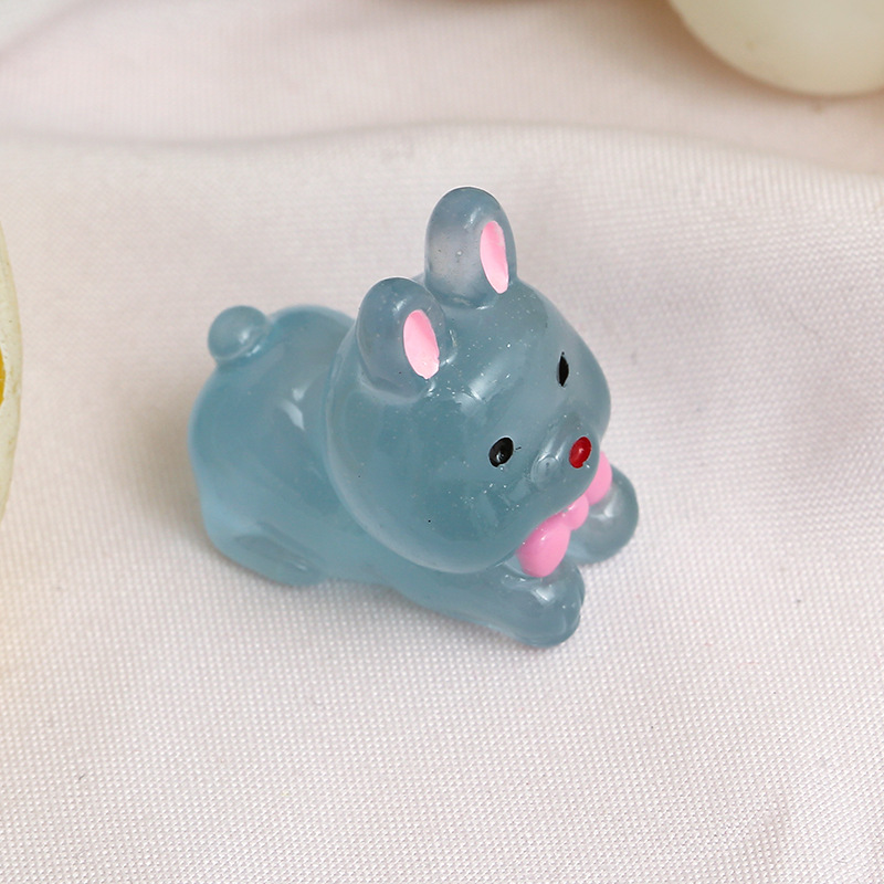 Nuevo luminoso tridimensional conejito diy crema pegamento accesorios hechos a mano accesorios de resina hielo transparente luminoso conejo al por mayor