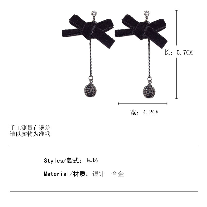 Korean New Flannel Bow Knot Zircon Earrings display picture 1