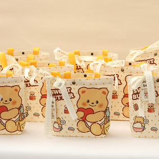 Canvas Bag Souvenir Yellow Bear Cute Hand-Carrying Canvas Bag Full Moon Banquet First Birthday Gift Butter Cartoon Bag