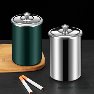 Anti-Fly Ash Ashtray with Cover for Home Living Room and Office Stainless Steel Car Ashtray with High-End Atmosphere