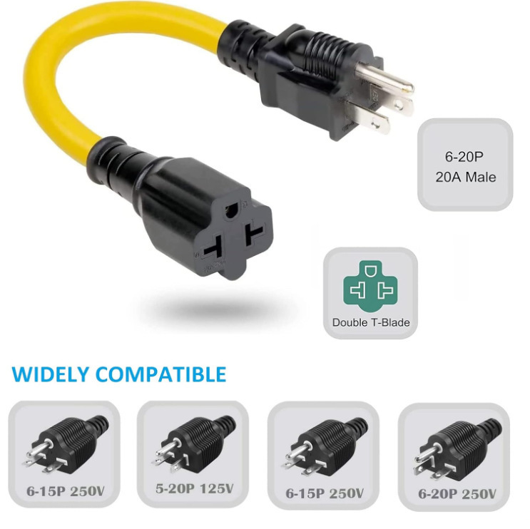5-15P 至 5-20R 15 安培家用至 20 安培 T 型刀片电源延长线其他