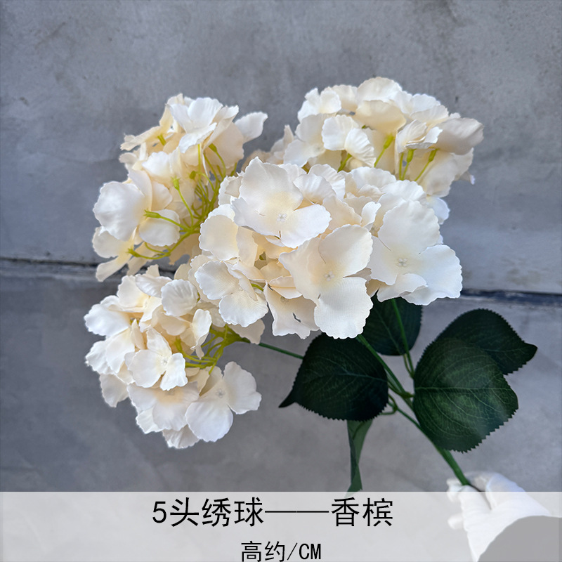 Simulación de racimo de 5 cabezas hortensias flores artificiales boda hotel decoración fondo del hogar