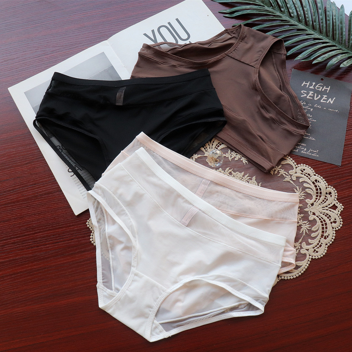 Original Patented Class a European and American Cut Out Mesh Mid-Waist Women's Underwear Women's Ice Silk Hip Lifting Comfortable Women's Briefs