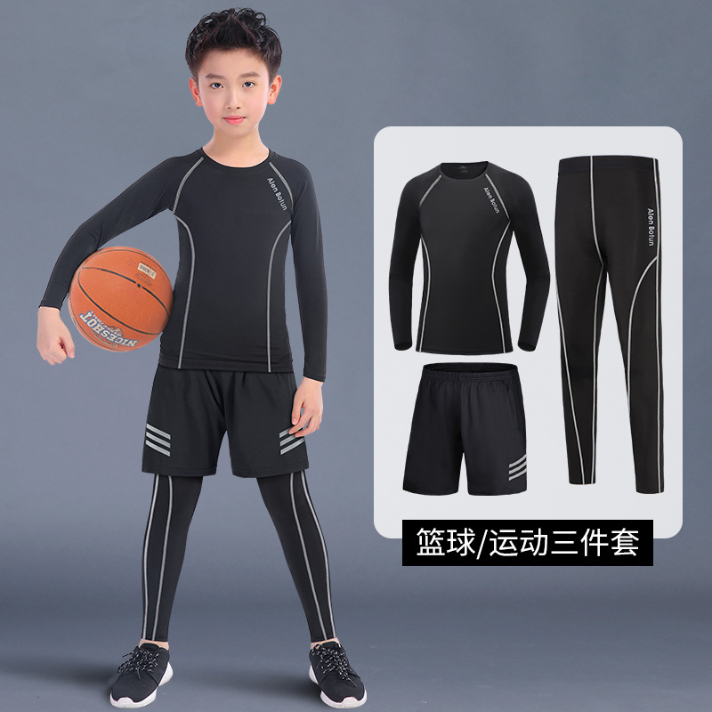 Invierno ajustada juego de baloncesto de niños entrenamiento de entrenamiento de entrenamiento de invierno de otoño y acondicionamiento físico de fútbol ropa interior para niños ropa de base