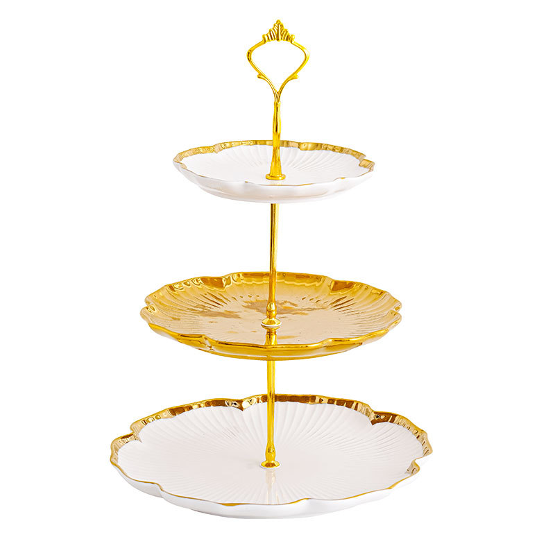 De estilo europeo de cerámica soporte de postre soporte de exhibición de la torta de cumpleaños de la boda soporte de descanso de té Mesa té de la tarde postre bandeja de frutas