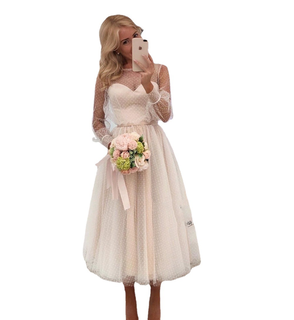 El comercio exterior de Europa y América Amazon AliExpress deseo nuevo tubo de malla superior vestido de novia adelgazamiento Mori temperamento vestido
