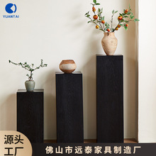 定制定制實木方形花架客廳玄關落地擺件民宿復古木樁展示架原跨境