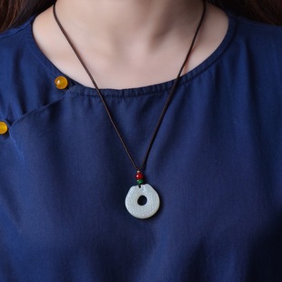Hetian Jade Necklace Pendant Pixiu Ping An Buckle Jade Pendant for Men and Women Couple's Birthday Gift for Girlfriend