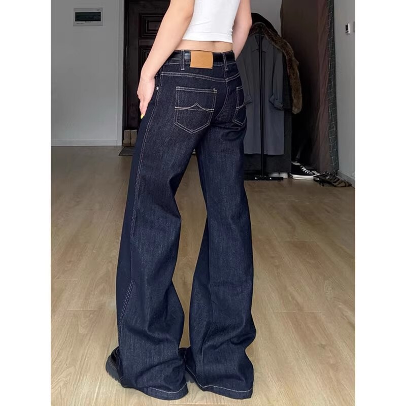 American Retro High-Waisted Flared Jeans for Plus-Size Women, High Street Casual Comfortable Fashion Flared Denim Pants, Trendy and Cool