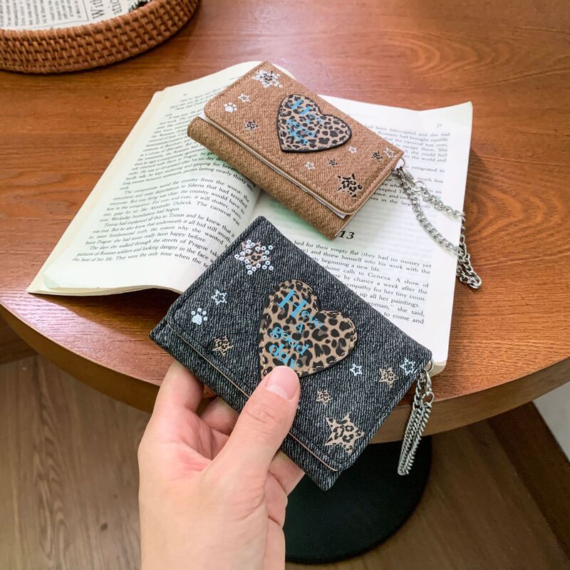 Lanyard leopard print heart new model 70% off simple Korean style multifunctional foldable wallet WALLET in stock wholesale Lanyard leopard print heart new model 70% off simple Korean style multifunctional foldable wallet WALLET in stock wholesale