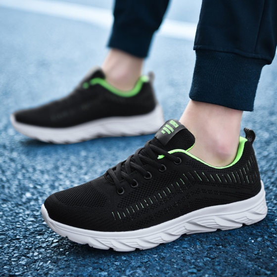 Cross-border new men's shoes extra large size 45-46 ultra-light fly woven breathable lightweight wish foreign trade soft bottom running shoes