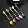 Stainless steel cherry blossom spoon mixing spoon dessert spoon coffee spoon bird's nest honey spoon golden spoon group gift can print logo