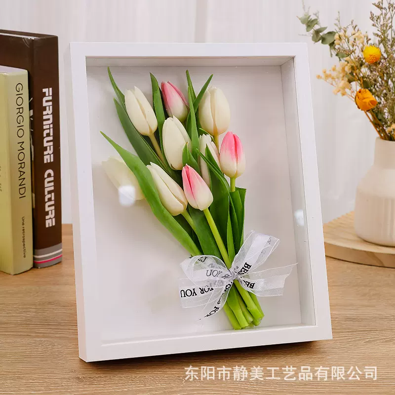 立体中空干花相框手工粘土画框摆台永生花蝴蝶标本框diy框架批发