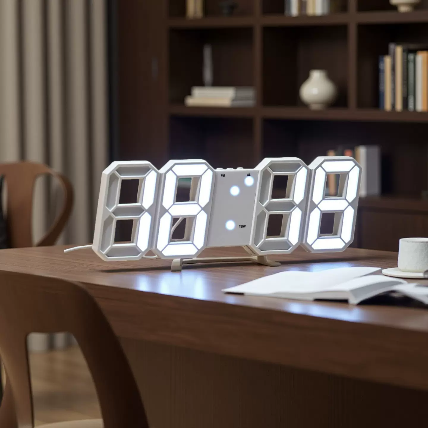 3D数字闹钟家用桌面时钟高级感创意LED壁挂电子台钟挂表