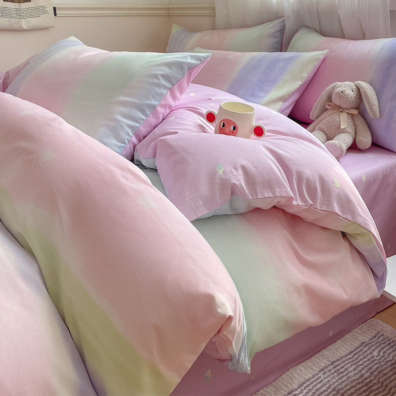 Cubierta de edredón de algodón de dibujos animados para estudiantes de una sola pieza de algodón puro 150x200x230 cubierta de edredón dormitorio individual 1.5 pieza de cuatro piezas