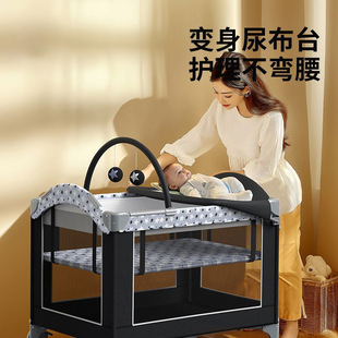 Foldable Crib Portable Diaper Table Storage Multifunctional Baby Play Bed Newborn Removable Bed