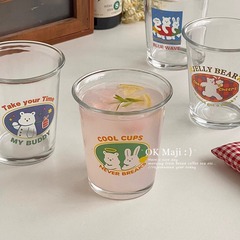 Ins風グラス高颜値コップかわいい水コップ家庭用朝食ジュース飲料牛乳コーヒーカップ