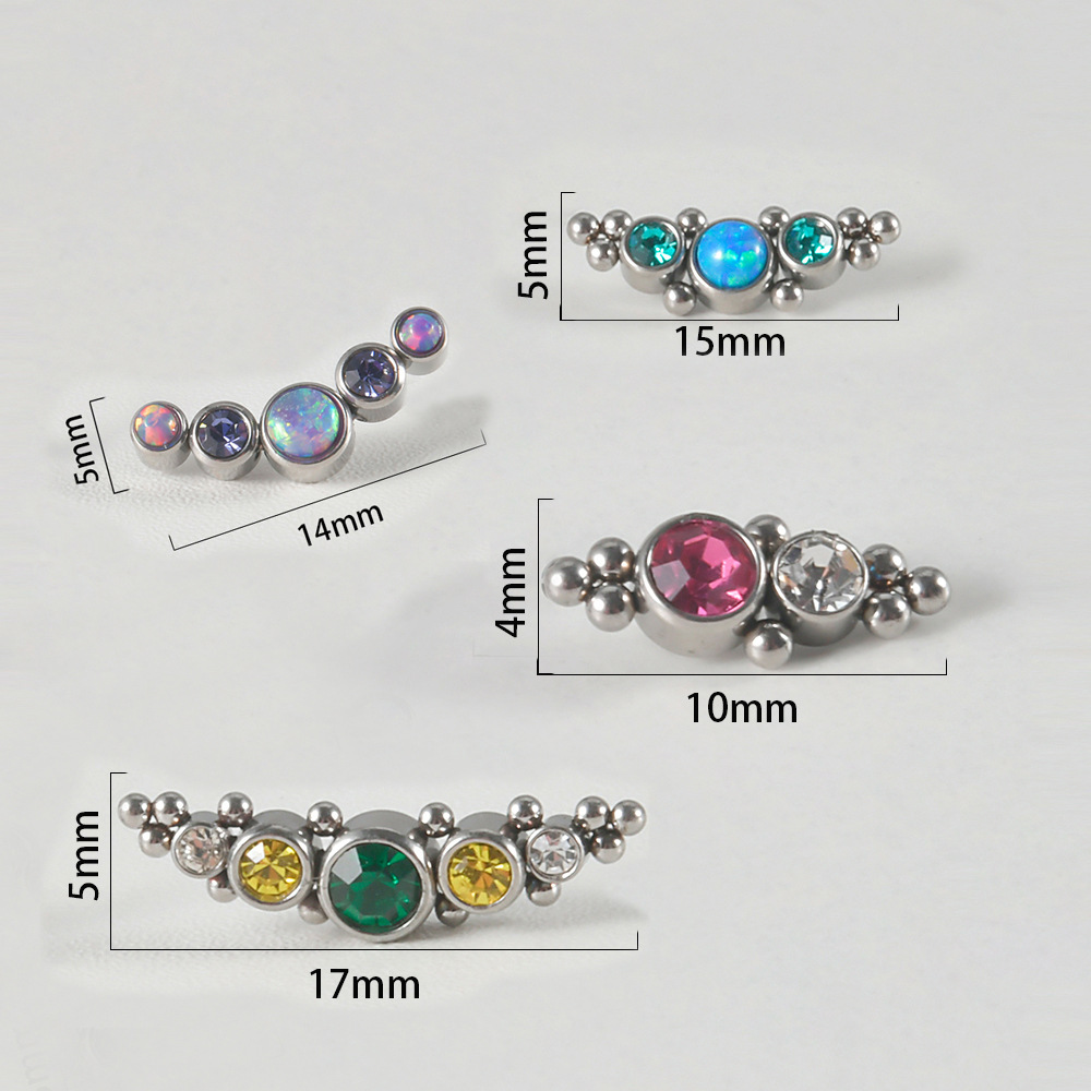 1 Piece Simple Style Round Stainless Steel Inlay Zircon Lip Stud Ear Studs display picture 1