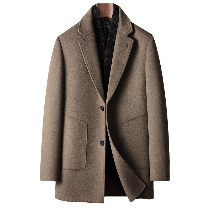 Herrenbekleidung Herbst und Winter Anzugkragen abnehmbare Seidenbaumwollweste Jugendgeschäft doppelseitige Woll-Freizeitjacke_voghion.com
