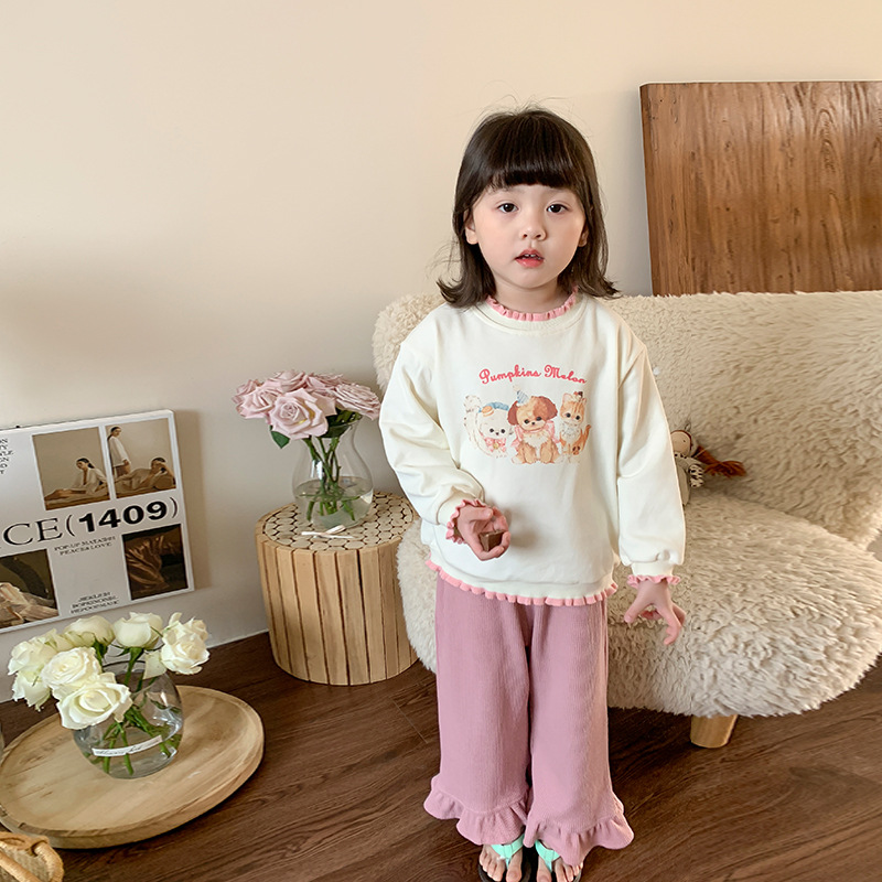 Vimont Children's Sweatshirt for Girls 2024 Spring Collection New Arrival Kids Korean Style Casual Cartoon T-shirt for Babies Spring Dress